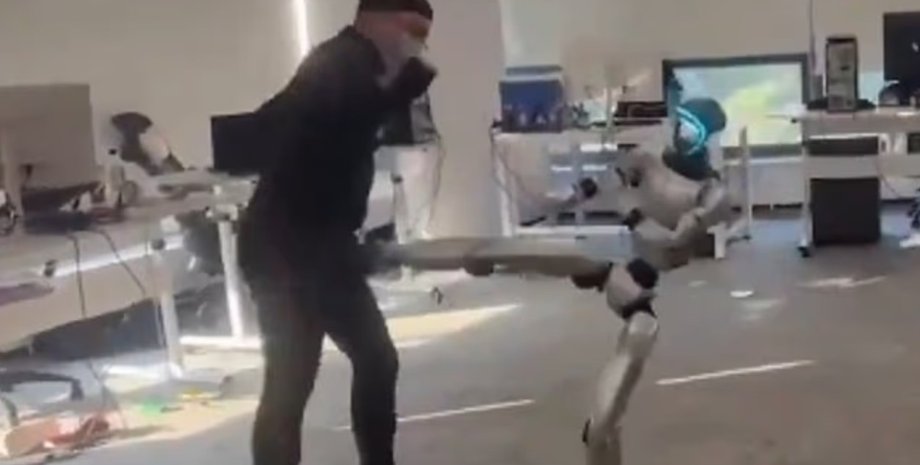 робот, андроид, робот ударил, удар в пах